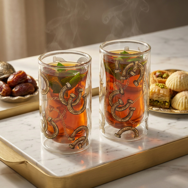  Double Wall Glass Cups for Tea, Karak, Coffee, Hot and Cold Drinks Beverages, set of 6