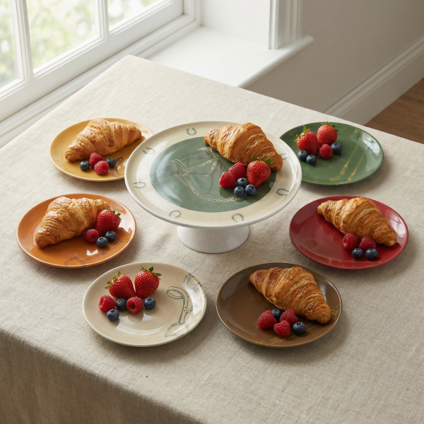 Fares Cake Stand & 6 Dessert Plates - Gift Box